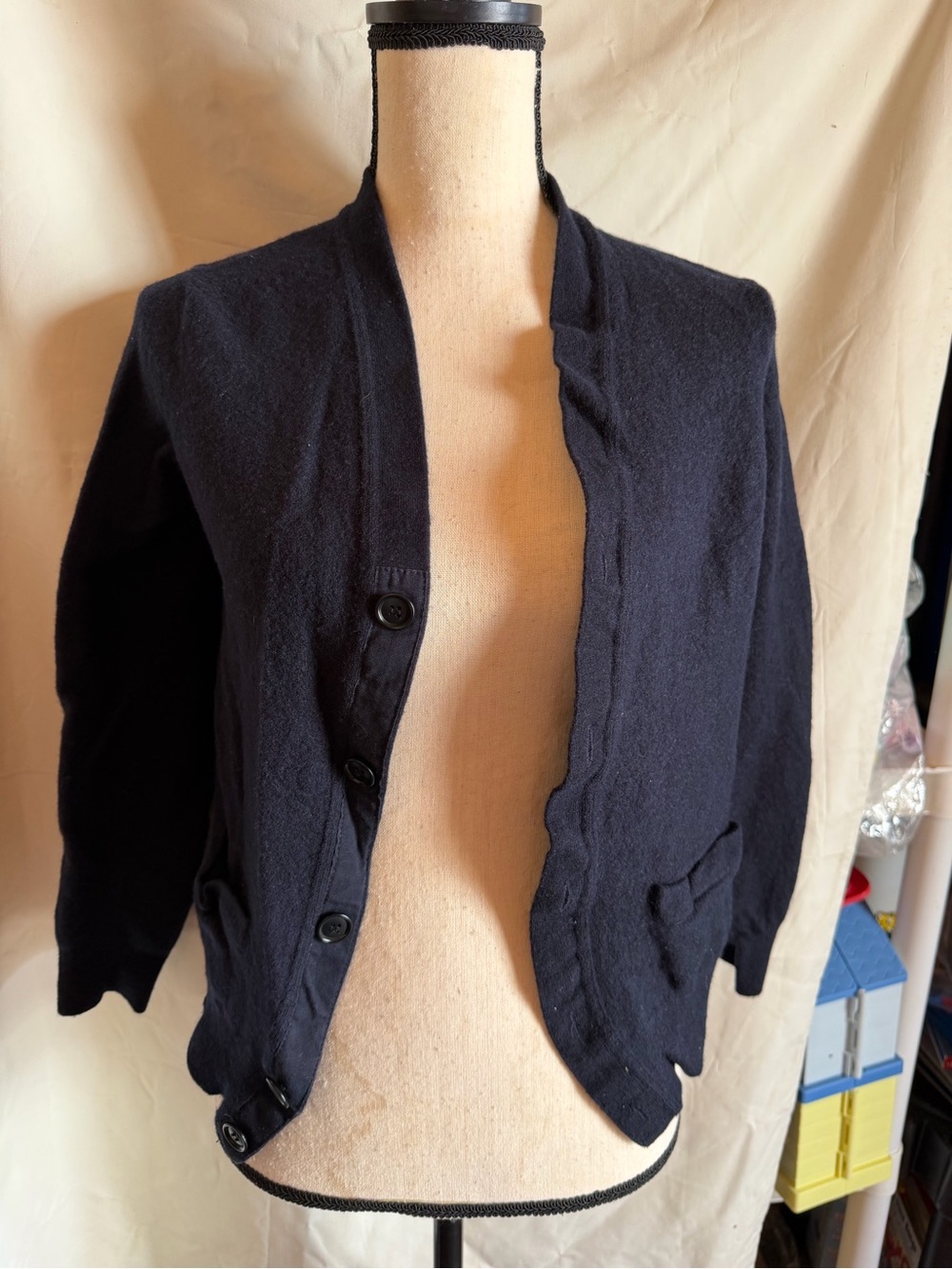 J. Crew Navy Button-Front Knit Blazer Jacket